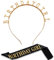 Birthday Headbands Birthday Girl Satin Sash and Tiara Happy Birthday Crown Party Favour Decorations for Girls Women (Gold)
