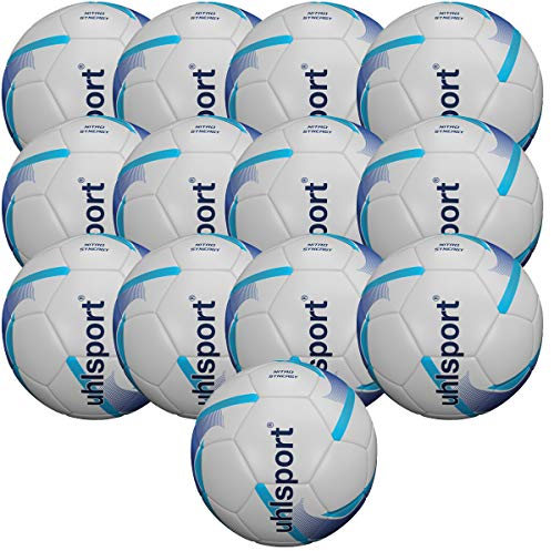 uhlsport 13 Nitro Synergy Fussbälle 100166701mit Balltasche/Ballnetz, Farbe:Weiss