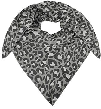 Zwillingsherz Dreieckstuch aus Baumwolle - Hochwertiger Schal mit Leo Design für Damen Jungen Mädchen - Uni - XXL Hals-Tuch und Damenschal - Strick-Waren - für Herbst Frühjahr Sommer grau