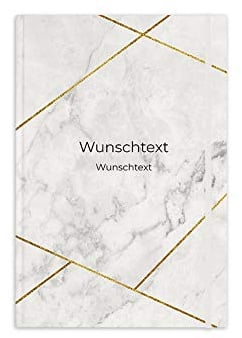 printplanet® - Notizbuch mit Name oder Text selbst gestalten - A5 Tagebuch personalisieren und bedrucken - Motiv: Marmor Gold