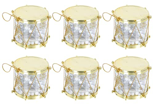SOLUSTRE 6 Stücke Weihnachtsbaum Deko Anhänger Mini Drum Trommeln Ornament mit Beleuchtung Weihnachtsanhänger Weihnachtskugeln Weihnachten Deko Christbaumschmuck Baumschmuck für DIY Xmas Deko