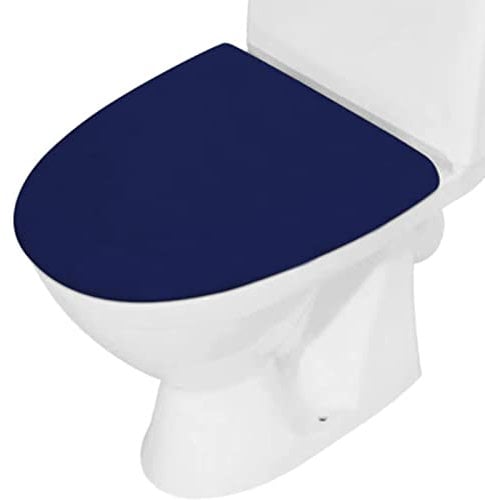 Toilet Lid Cover, Bathroom Stretch Washable Spandex Toilet Lid Seat Protector Cover with Elastic Bottom, Navy Blue