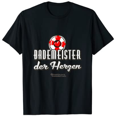 Bademeister der Herzen Rettungsring Schriftzug Bademeister T-Shirt