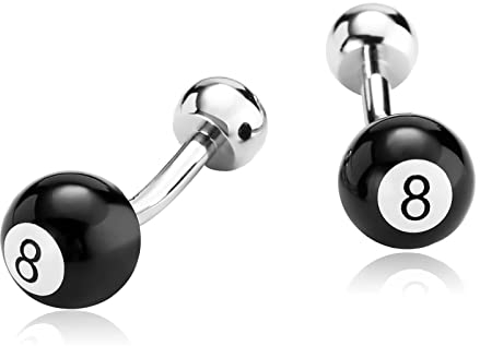 Manschettenknöpfe Herren Edelstahl, Manchettenknoepfe Tracht Ball Schwarz Rostfreier Stahl 1X1CM für Männer Vater Freund Tuxedo Shirt