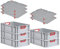 PROREGAL SuperSparSet 5x Eurobox NextGen Color mit Auflagedeckel & Schiebeschnappverschlüsse, HxBxT 17x40x60cm, 34L, Griffe rot offen, Glatter Boden, Eurobehälter Transportbox Transportbehälter