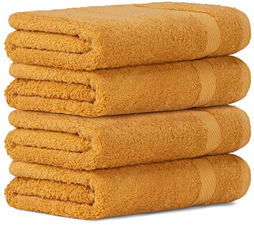 Luckytowel Handtücher Set 50x100 cm 100% Baumwolle, Handtuch-Set 4er Pack Gold