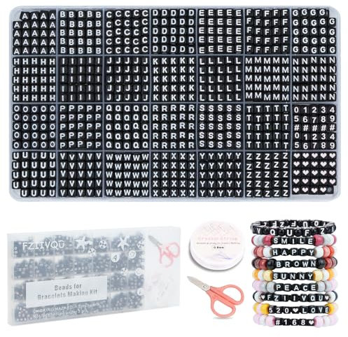 FZIIVQU 1120Pcs Acrylic Square Letter Bead, 6x6mm Letter Bead A-Z with Color Number Bead Color Love Cube Bead Jewelry Making, DIY Necklace, Key Chain, Friendship bracel