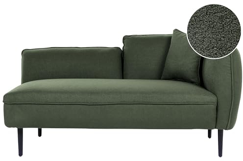 Beliani Chaiselongue Bouclé grün rechtsseitig mit Kissen Metallgestell Modern Chevannes