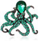 Yurosiay Strass Oktopus Brosche Bunt Ozean Tier Brosche Vintage Kristall Brosche Damen Diamant Brosche Strass Anstecknadel Modern Nette Damen Broschen für Bankett Party Grün