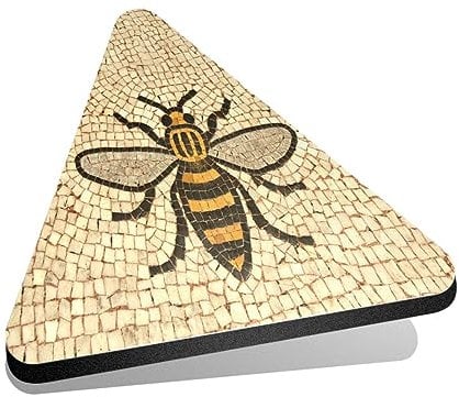 1x Triangle MDF Magnet 6cm - Manchester Bee Mosaic Pattern - Fridge Locker Office Whiteboard Toolbox #51408