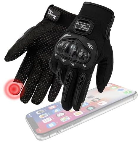 nedit Motorbike Gloves (Size M) - Full Finger Touchscreen - Mountain Bike Gloves - Cycling Gloves - MTB Gloves - Knuckle Duster - Motorcycle Gloves for Motocross, Cycling, Racing