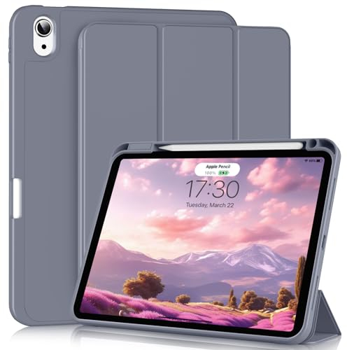 BQDIYOO Hülle für iPad Air 11 Zoll M3/M2 (2025/2024), iPad Air 5./4.Generation 10,9 Zoll (2022/2020) Hülle Mit Stifthalter, Auto Schlafen/Wachen, Trifold Ständerhülle, Violett