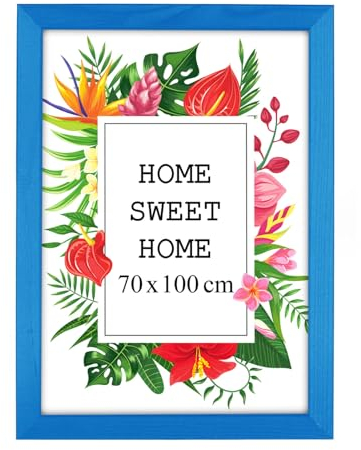 MG Design Blau Bilderrahmen 20 x 30 cm – Aus echtem Holz mit Acrylglas, zum Aufhängen & Aufstellen, für Fotos, Poster & Puzzle