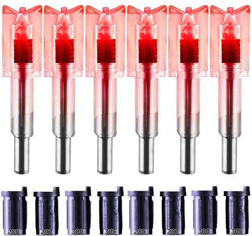 KEAUP Paquete de 6/3 culatines iluminados para pernos de ballesta con bujes iluminados de ballesta de 0.285 pulgadas/.297 pulgadas/.300 pulgadas/.305 pulgadas, bujes iluminados de ballesta de alta