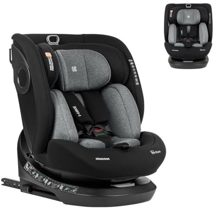 Kikkaboo i-Size Kindersitz i-Hike (40-150 cm) Isofix, 360° drehbar, verstellbar, Farben:dunkelgrau