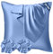 Seiwohl Satin Kissenbezug 40x40 2er Set, Weich wie Seidenkissenbezug Silk Pillowcase, Vegane Seide Kopfkissenbezug Kissenhülle Seidenkopfkissen für Haar und Haut mit 2 Haargummis, Haze Blau