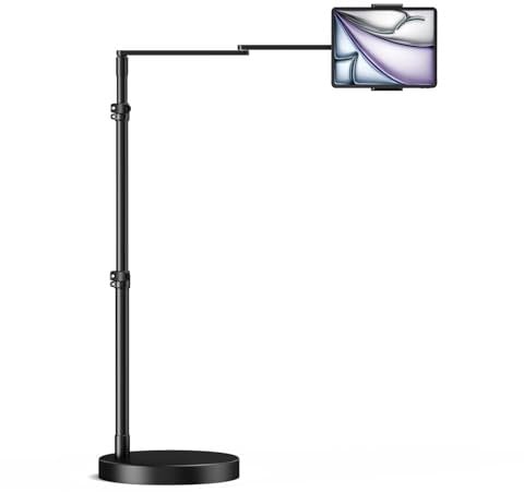 Elitehood Support Tablette sur pied Réglable avec Base Lourde, Bras Horizontal de 61 cm Support iPad pour Lit, Canapé et Fauteuil, compatible avec iPad mini/Air/Pro 13/ et Appareils de 4.7 à 13 pouces