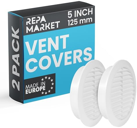 Repa Market Griglia di ventilazione rotonda bianca in 2-pezzi da 125 mm con rete - Copertura in plastica per tubo di ventilazione per riscaldamento, raffreddamento e condizionamento dell'aria