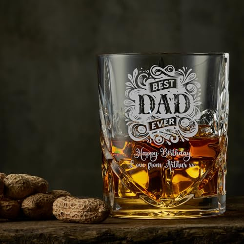 ukgiftstoreonline Customised Bespoke Personalised Crystal Cut Whisky Glass Gift for Dad