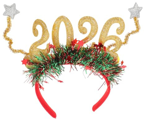 STOBAZA 2026 Sternen Haarreif für Mädchen Glitzerndes Pailletten Stirnband in Gold Leichtes Silvester Partyaccessoire für Festliche Feiern und Fotos