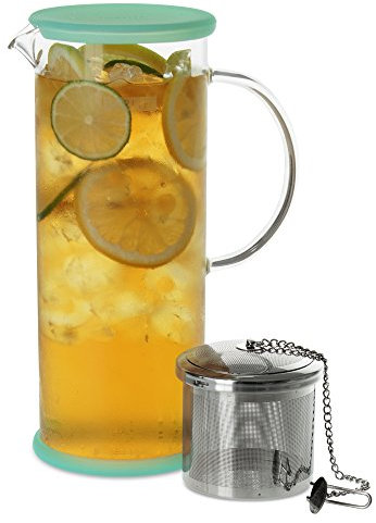 FORLIFE LUCENT Glass Iced Tea Jug with Capsule Infuser, 48-Ounce, Mint