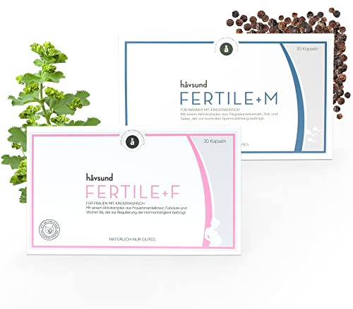 håvsund FERTILE+DUO Fertilitätskomplex für Paare (je 30 Kapseln) • Kinderwunsch Vitamine für Frauen & Männer • 1x FERTILE+F für die Frau + 1x FERTILE+M für den Mann • Set für Sie & Ihn