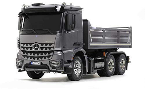 TAMIYA 1:14 RC MB Arocs 3348 Hinterkipper 3Achs - Ferngesteuerter Truck - leistungsfähiger Mighty-Tuned 35T Elektromotor - bewegliche Heckklappe - 3-Gang Schaltgetriebe - Unlackiert - 56357