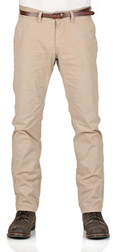 TOM TAILOR Herren Chinohose Travis Regular mit Gürtel, Größe:W 33 L 32, Farbe:Chinchilla (11018)
