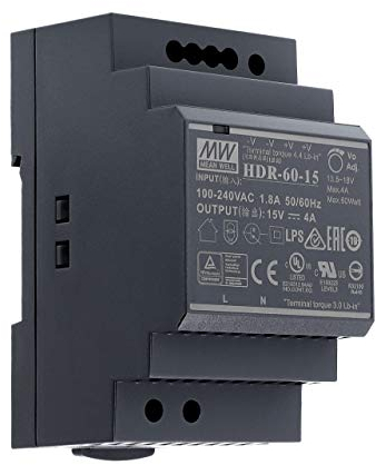 15 VDC | 4 A | 60Watt | Mean Well HDR-60-15 Hutschienen-Netzteil DIN-Rail