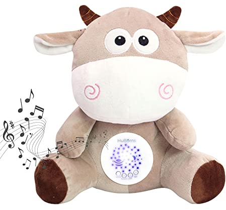 HuBorns - Kuscheltier Spieluhr Baby Einschlafhilfe mit Sternenhimmel Projektor Baby, White Noise Machine Baby Perfekt für Babygeschenk, Kuscheltier Baby mit 15 Schlafliedern als Einschlafhilfe Babys