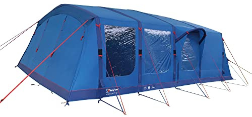 Berghaus Air Freedom 7 Man Tent with 3 Darkened Bedrooms, Spacious Living Area & In-Built Porch, 7 People, Inflatable & Easy to Pitch, Tunnel Design, Ideal for Large Group & Family Camping, 6000mm HH