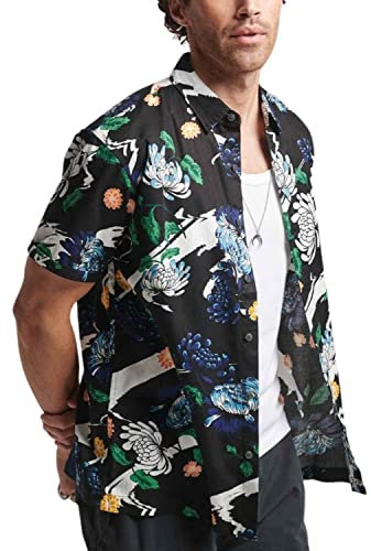 Superdry Vintage Hawaiian S/S Shirt Chemise, Aya Black Floral, M Homme