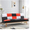 INMOZATA 3 Seater Sofa Bed 180cm Patchwork Fabric Sofa Couch Click Clack Bed Settee Convertible sofabed with Wood Legs for Living Room Bedroom,180cm x 84cm x 82cm (Red)