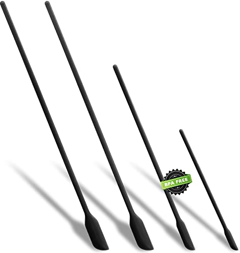 Anaeat Mini-Silikonspatel – Set mit 4 multifunktionalen kleinen Küchenschabern und winzigen Make-up-Schönheitsspateln, wiederverwendbar für Marmeladengläser, schmale Dosen und dünne Flaschen (Schwarz)