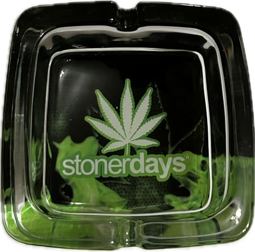 Glass Ashtray Square leaf design For Cigarettes Indoor or Outdoor