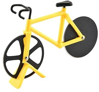 Bicycle Pizza Cutter Wheel Stainless Steel Bike Pizza Knife Slicer Non-Stick Dual Cutting Wheels Pizza Cutter Kitchen Gadgets (Yellow)
