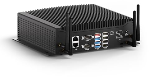 WEIDIAN Industrie PC, Mini PC Win 11 Pro Lüfterloser Core i5-10210U DDR4 8GB RAM 256GB M.2 SSD, 6 x COM RS232/422/485, GPIO, 4K 3xDisplay(HD+DP+Type-C), 2Lan, 8USB, WiFi&BT Auto Power On
