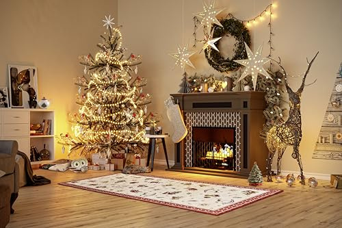 Villeroy & Boch Design Teppich Nostalgic Shine - Toy's Delight - Christbaum Decke, Eingangsmatte, Weihnachtsbaum Läufer für Wohnzimmer, Schlafzimmer, Esszimmer, Flur - Rot Multifarben, 80x200 cm