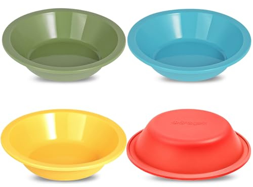 webake Individual Pie Dishes Set of 4 Silicone 5 Inch Small Pie Dishes Mini Round Tart Tin Moulds Pies Tins for Baking Bread Cake Tart Desserts Meat
