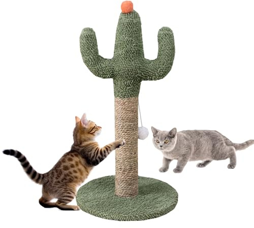 Cactus Cat Tree, Mignon Gratteur De Chat, Poteau De Cactus Vert Vert, Poteaux À Gratter De Chaton Naturel Vertical, Poteaux À Ongles Stables, Idéal pour Les Chatons Intérieurs, 60x30x30cm