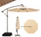 GOPLUS Parasol de Jardin Extérieur avec Pied, Parasol Déporté Inclinable Ø 3M, avec 8 Baleines 40 Lampes Solaires, Grand Parasol pour Terrasse Patio Cour (Beige)