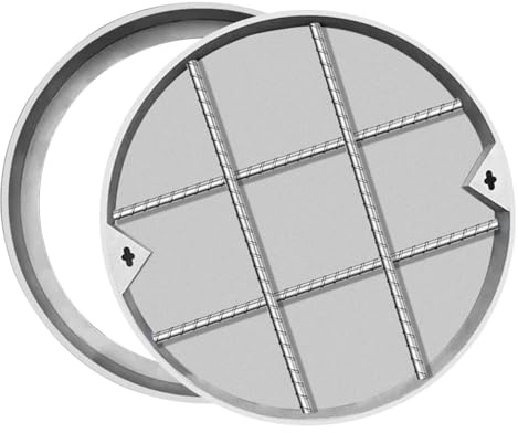 Snaweo Chiusino Per Fossa Settica Invisibile Rotondo, Coperchio In Acciaio Inox Da Incasso Per Fossa Settica, Chiusino Zincato, Per Vialetti In Cemento, Cortile, Carico(30x30cm/11.8x11.8in)