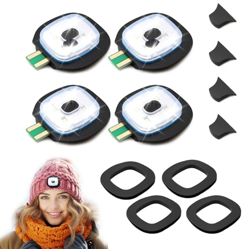 livager 4Pcs USB Rechargeable Light for LED Beanie Hat Strong Medium and Weak 3 Brightness Modes Hands-Free Flashlight for Men Dad Father Outdoor Work Camping Fishing Walking Night Running Black