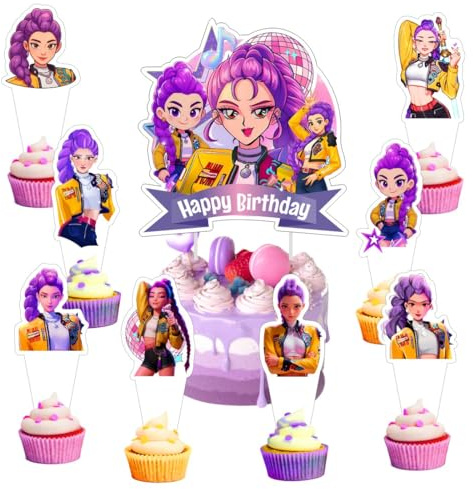 25Pcs Rumi Cake Decorations with 24pcs Cupcake Toppers, 1pcs Big Cake Topper for Rumi Birthday Party Supplies