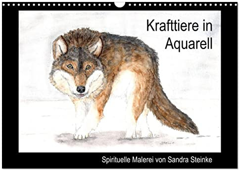 Krafttiere in Aquarell (Wandkalender 2026 DIN A3 quer), CALVENDO Monatskalender: Spirituelle Botschaften der Krafttiere (CALVENDO Glaube)