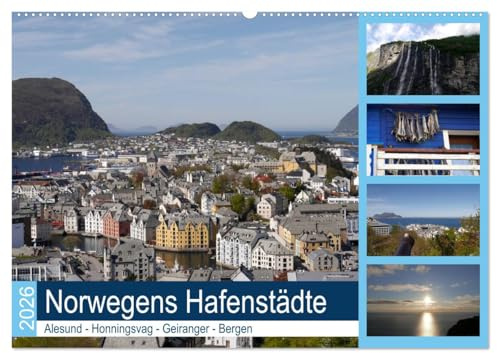 Norwegens Hafenstädte - Alesund - Honningsvag - Geiranger - Bergen (Wandkalender 2026 DIN A2 quer), CALVENDO Monatskalender: Die Route von Hamburg zum ... beliebt bei Kreuzfahrern! (CALVENDO Orte)
