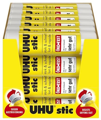 UHU Stic 45187 - Colla stick di colla resistente, lavabile, atossica, 8,2 g, confezione da 24