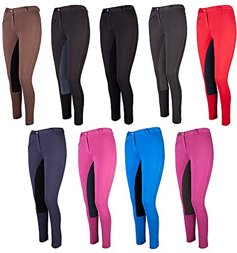 PFIFF - Pantaloni da equitazione con rinforzo integrale, per bambini, Blu (blau-schwarz), 158