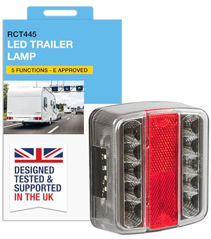 RING 5 Function Clear LED Trailer Lamp, E Approved | Weather Resistant, Bright LED Illumination, Easy Installation, Durable Design, 5 Functions for Safety