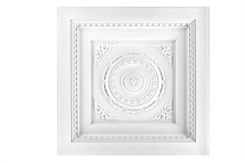 1 placa de techo | PU | estuco | resistente a los golpes | Grand Decor | 60 x 60 cm | R249